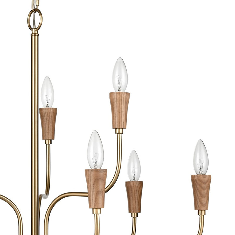 Atlas Lighting Inga 29'' Wide 9Lt Chandelier, Brass