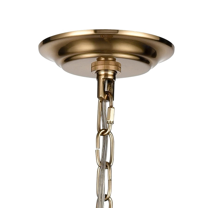 Atlas Lighting Inga 29in 9-Light Chandelier | Transitional Brass and Natural Wood | Dining Room & Living Room | 29 x 29 x 23 in | Model CL11205-BS