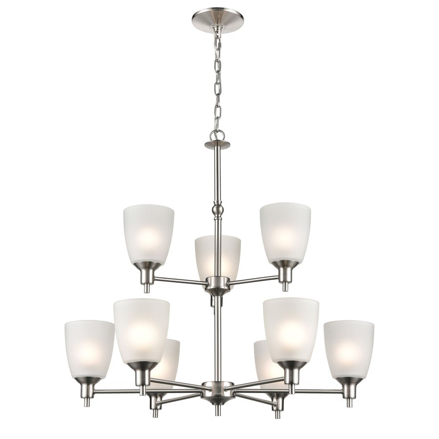 Atlas Lighting Jackson 29'' Wide 9Lt Chandelier, Brushed Nickel