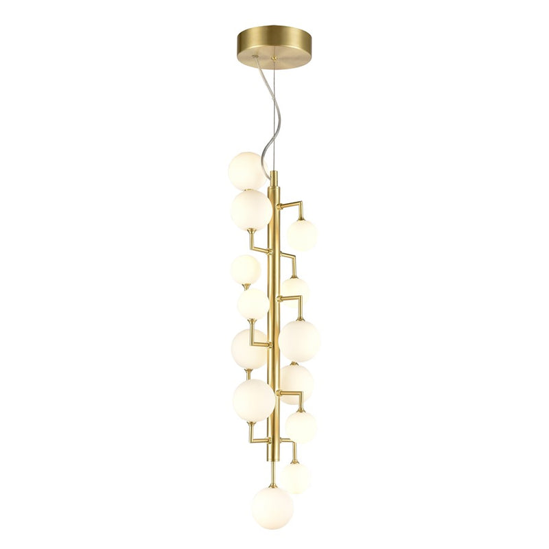Atlas Lighting Keir 8in 13-Light Chandelier | Modern Gold and White Opal Glass | Entryway & Staircase | 8 x 8 x 28 in | Model CL11210-GD
