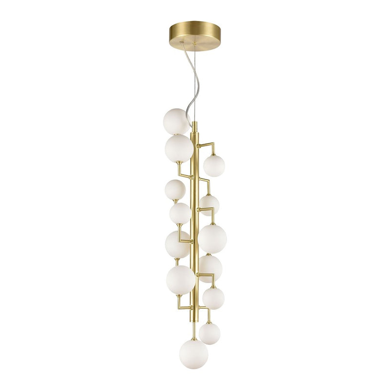 Atlas Lighting Keir 8in 13-Light Chandelier | Modern Gold and White Opal Glass | Entryway & Staircase | 8 x 8 x 28 in | Model CL11210-GD