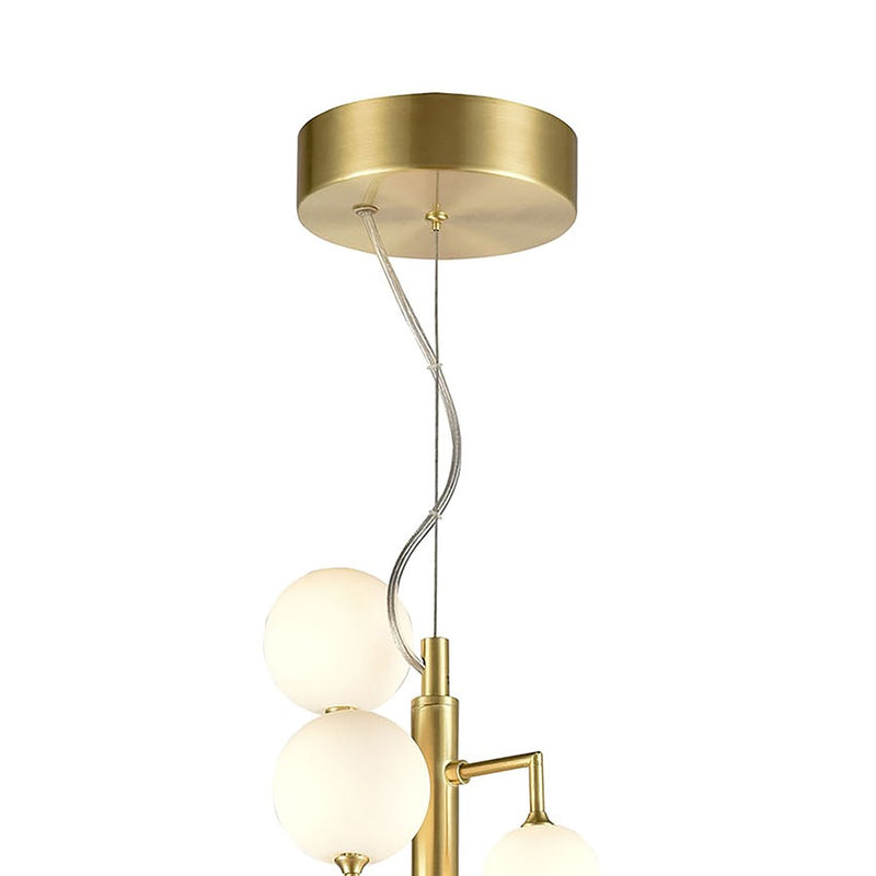 Atlas Lighting Keir 8in 13-Light Chandelier | Modern Gold and White Opal Glass | Entryway & Staircase | 8 x 8 x 28 in | Model CL11210-GD