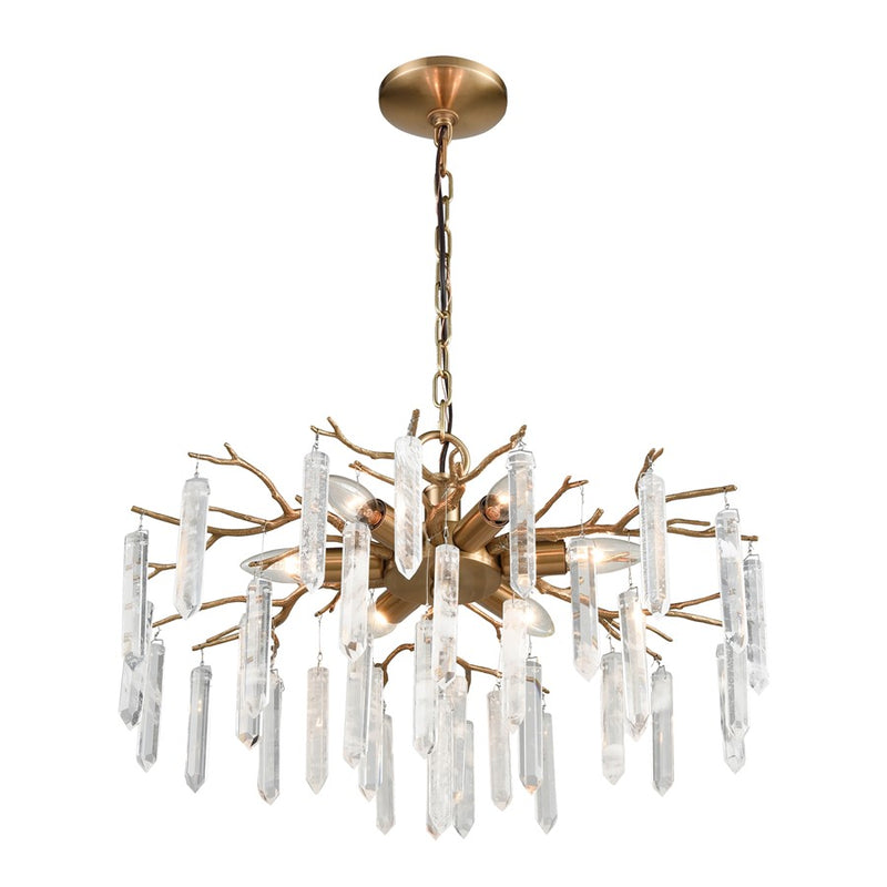 Atlas Lighting Kvist 22in 6-Light Chandelier | Transitional Cafe Bronze and Clear Crystal | Dining Room & Living Room | Model CL11212-BZ