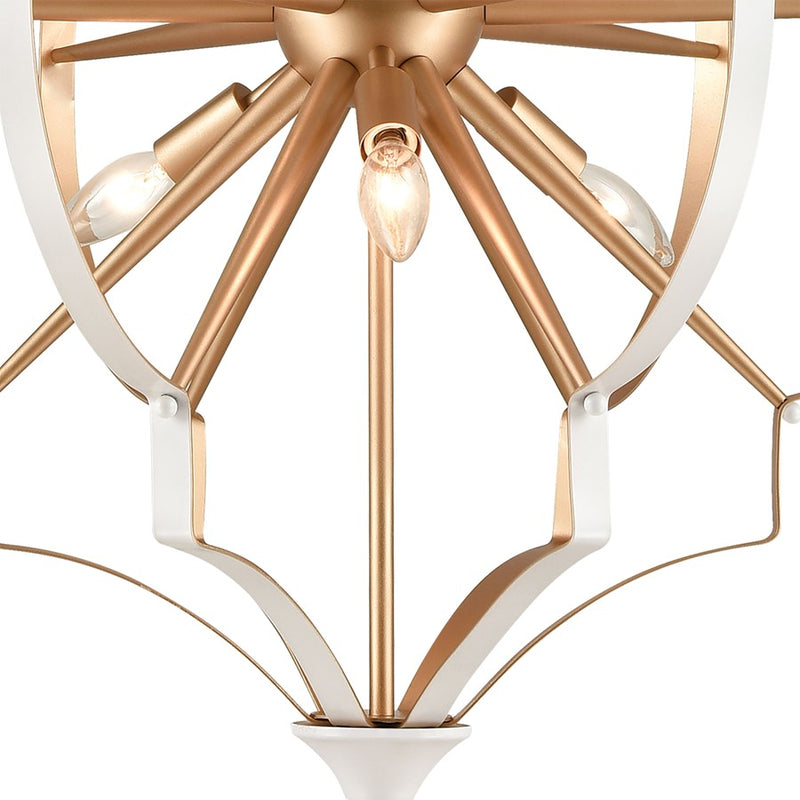 Atlas Lighting Laguna Beach 26in 6-Light Chandelier | Modern Gold and White Metal | Dining Room & Living Room | 26 x 26 x 31 in | Model CL11214-GD