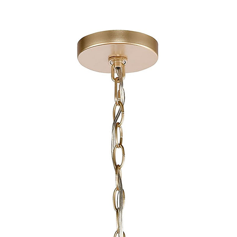 Atlas Lighting Levana 24in 5-Light Chandelier | Transitional Gold Metal and Clear Glass Drum Shade | Kitchen Island & Dining Room | Model CL11218-GD