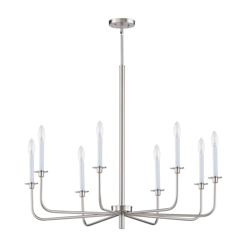 Atlas Lighting Lexington Green 38in 8-Light Chandelier | Traditional Brushed Nickel Metal | Dining Room & Living Room | Model CL11221-NK