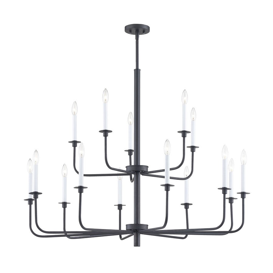 Atlas Lighting Lexington Green 46''W 15Lt Chandelier, Matte Black