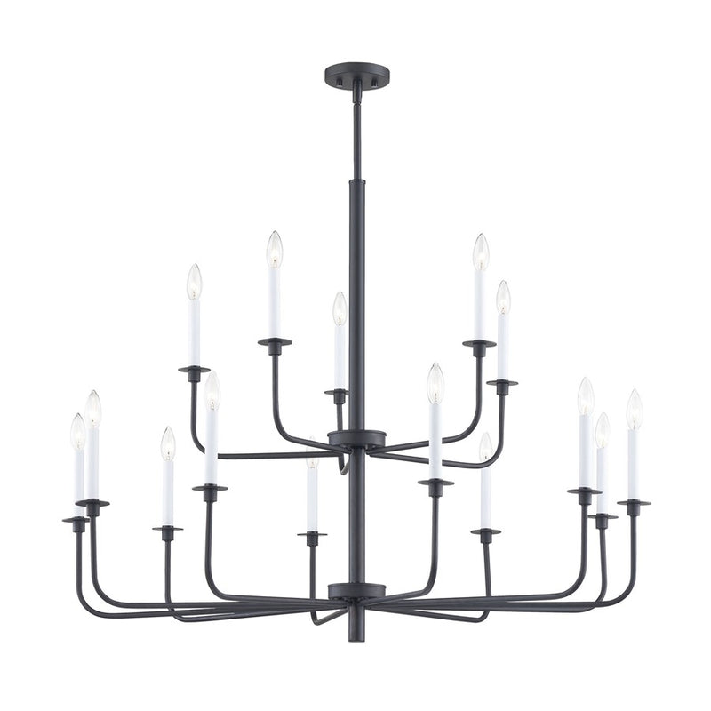 Atlas Lighting Lexington Green 46in 15-Light Chandelier | Traditional Matte Black Metal | Dining Room & Living Room | Model CL11223-BK