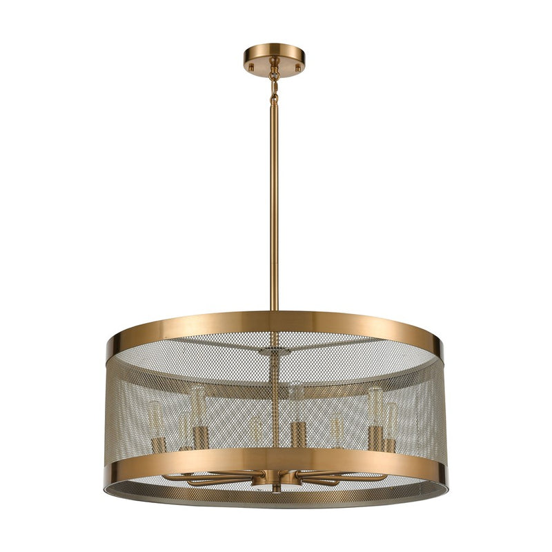 Atlas Lighting Line in the Sand 24in 8-Light Chandelier | Modern Art Deco Satin Brass and Antique Silver Metal | Dining Room & Bar | Model CL11224-BS