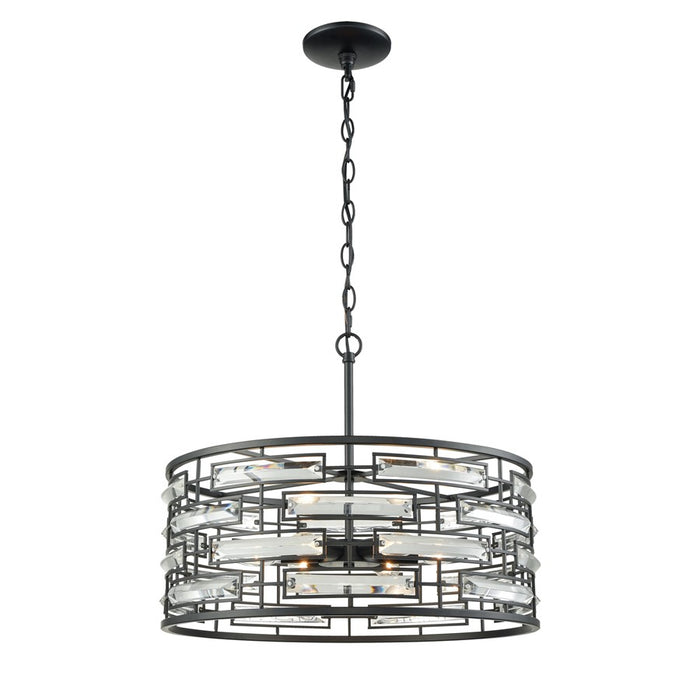 Atlas Lighting Lineo 20'' Wide 6Lt Chandelier, Matte Black