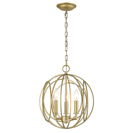 Atlas Lighting Loughton 14'' Wide 3Lt Chandelier, Golden Silver