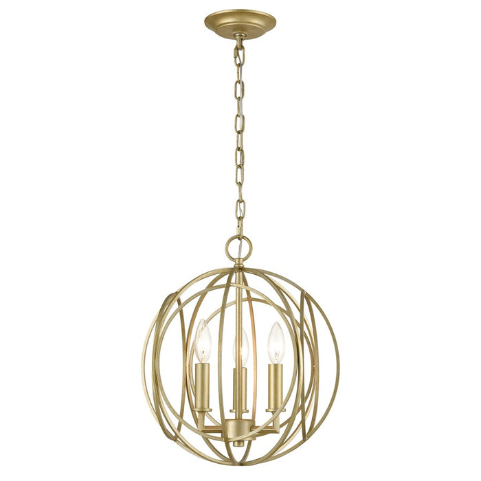 Atlas Lighting Loughton 14'' Wide 3Lt Chandelier, Golden Silver