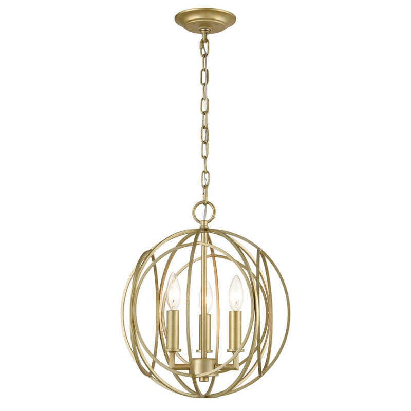 Atlas Loughton 14in 3-Light Chandelier | Modern Golden Silver Metal | Dining Room & Entryway | 14 x 14 x 16 in | Model CL11227-GD