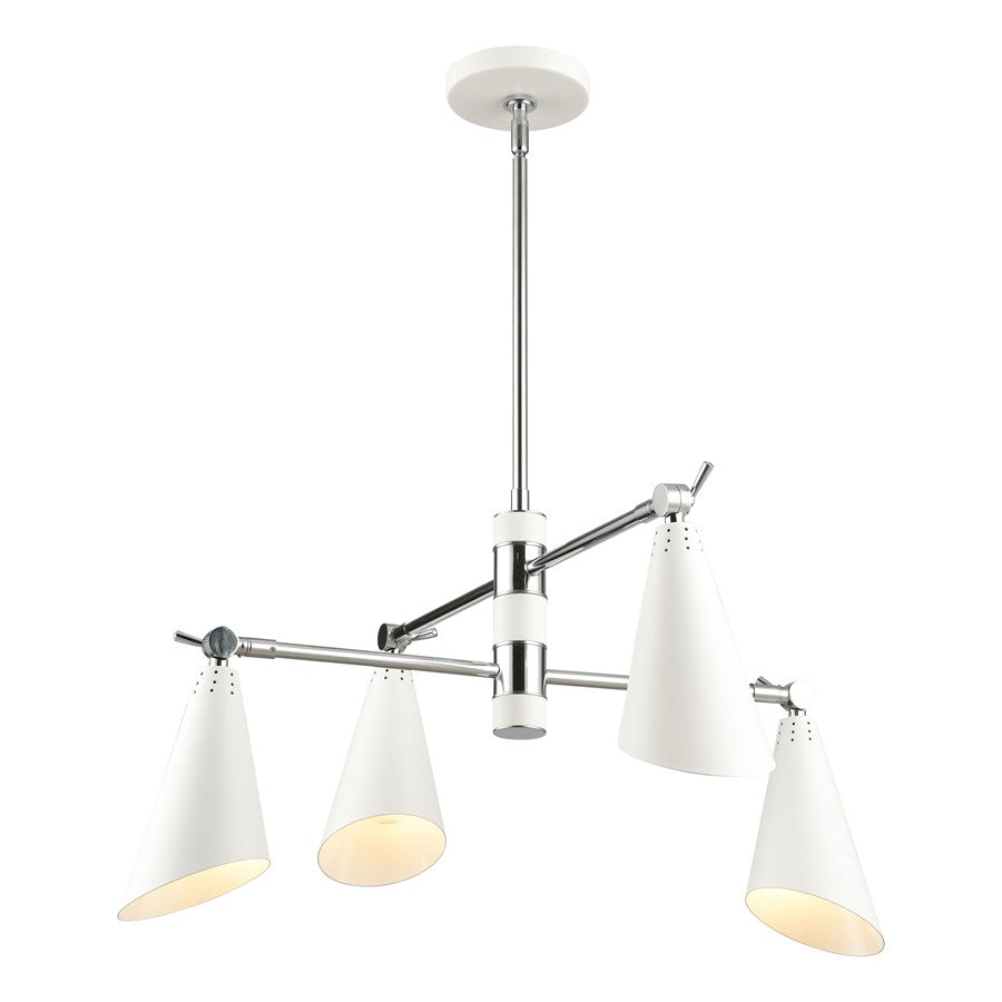 Atlas Lighting Luca 26'' Wide 4Lt Chandelier, Polished Chrome/White