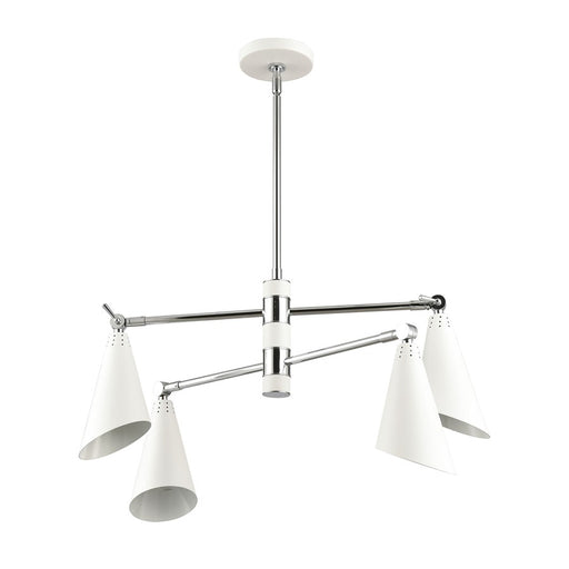 Atlas Lighting Luca 26'' Wide 4Lt Chandelier, Polished Chrome/White