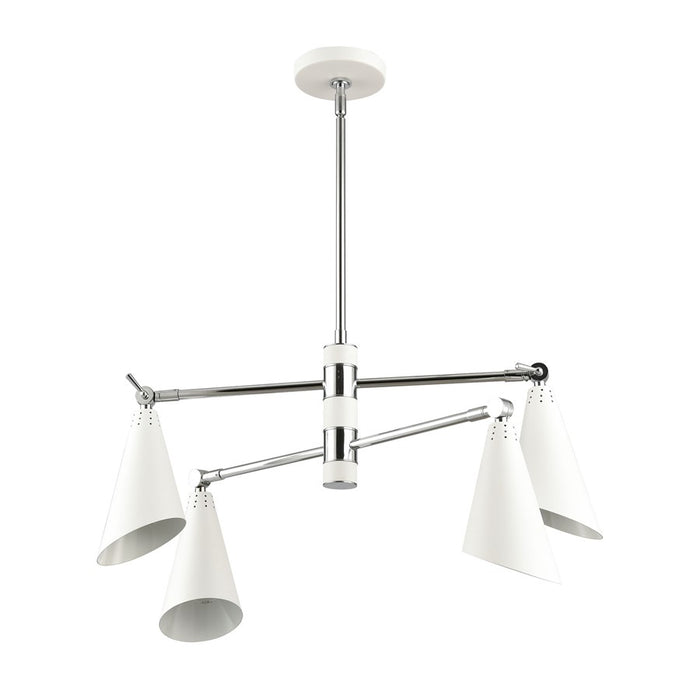 Atlas Lighting Luca 26'' Wide 4Lt Chandelier, Polished Chrome/White