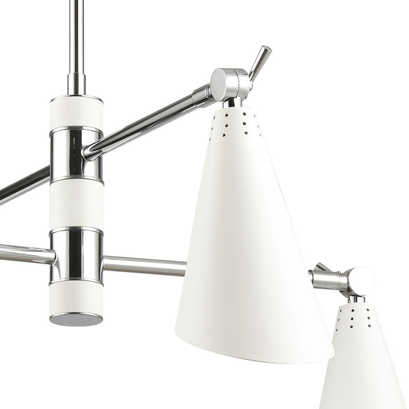 Atlas Luca 26in 4-Light Chandelier | Midcentury Polished Chrome and White Metal | Dining Room & Kitchen Island | 26 x 26 x 15 in | Model CL11228-CH