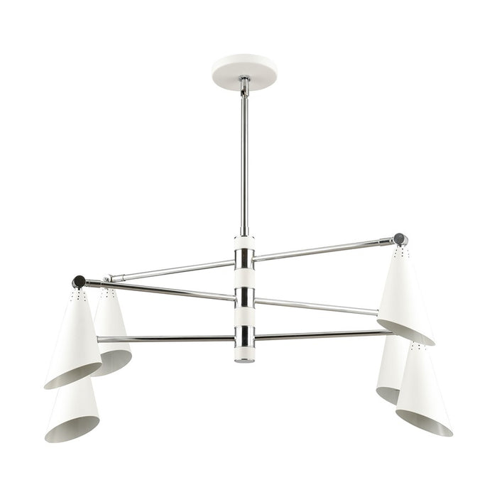Atlas Lighting Luca 36'' Wide 6Lt Chandelier, Polished Chrome/White