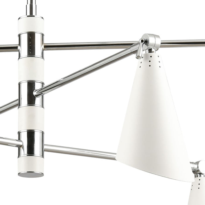 Atlas Lighting Luca 36'' Wide 6Lt Chandelier, Polished Chrome/White