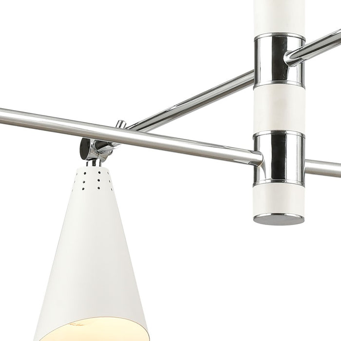 Atlas Lighting Luca 36'' Wide 6Lt Chandelier, Polished Chrome/White