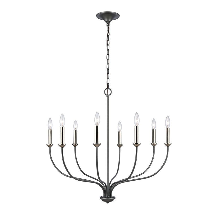 Atlas Lighting Madeline 32.5'' Wide 8Lt Chandelier, Dark Gray