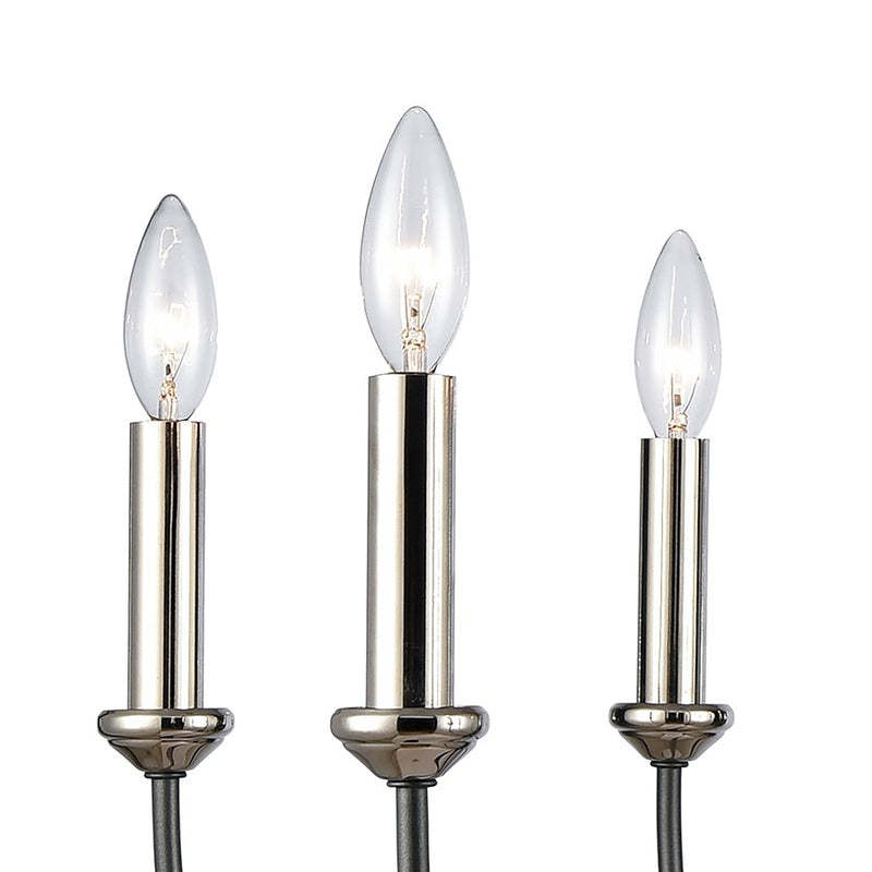 Atlas Lighting Madeline 32in 8-Light Chandelier | Transitional Dark Gray and Polished Nickel Metal | Dining Room & Living Room | Model CL11231-BK