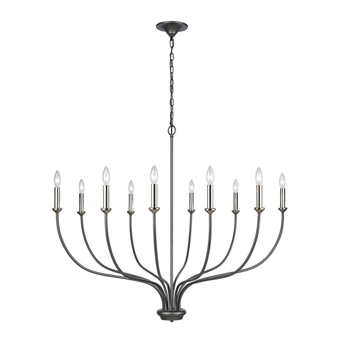 Atlas Lighting Madeline 45'' Wide 10Lt Chandelier, Dark Gray