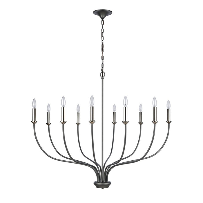 Atlas Lighting Madeline 45'' Wide 10Lt Chandelier, Dark Gray