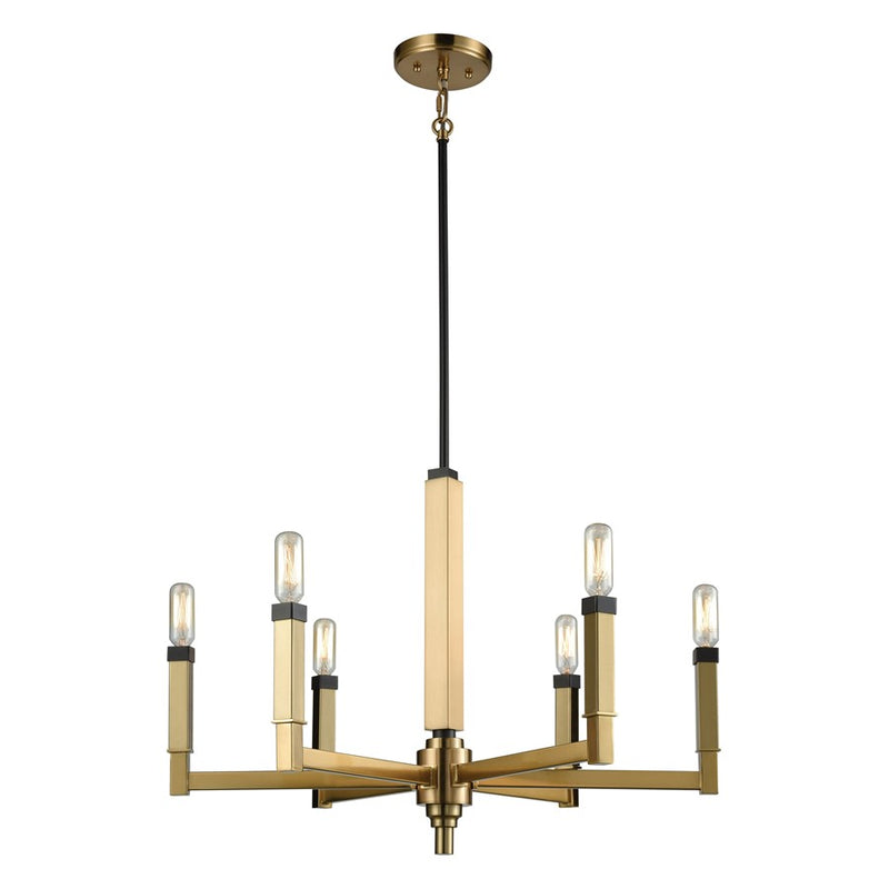 Atlas Lighting Mandeville 23in 6-Light Chandelier | Transitional Satin Brass and Oil Rubbed Bronze Metal | Dining Room & Living | Model CL11233-BS