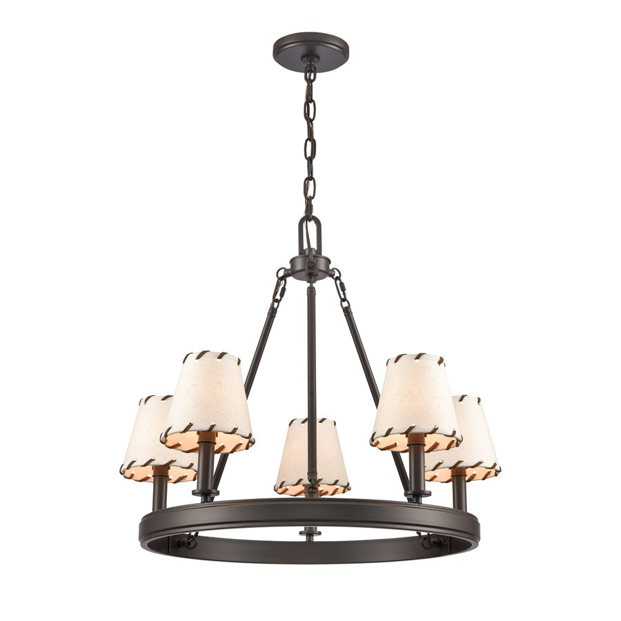 Atlas Lighting Marion 24.5'' Wide 5Lt Chandelier, Bronze/Natural
