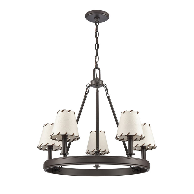 Atlas Lighting Marion 24.5'' Wide 5Lt Chandelier, Bronze/Natural