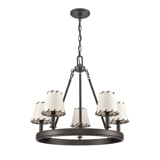 Atlas Lighting Marion 24.5'' Wide 5Lt Chandelier, Bronze/Natural