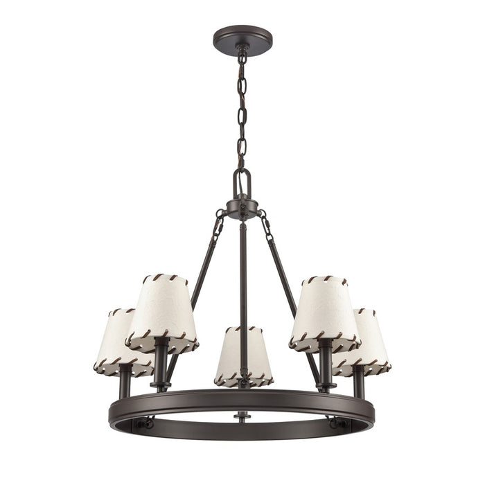 Atlas Lighting Marion 24.5'' Wide 5Lt Chandelier, Bronze/Natural