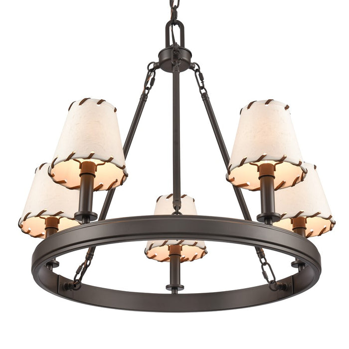 Atlas Lighting Marion 24.5'' Wide 5Lt Chandelier, Bronze/Natural