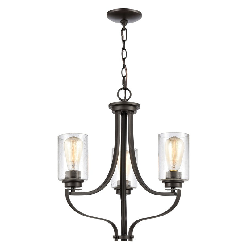 Atlas Lighting Market Square 19in 3-Light Chandelier | Transitional Oil Rubbed Bronze and Clear Seeded Glass | Dining Room | Model CL11236-BZ