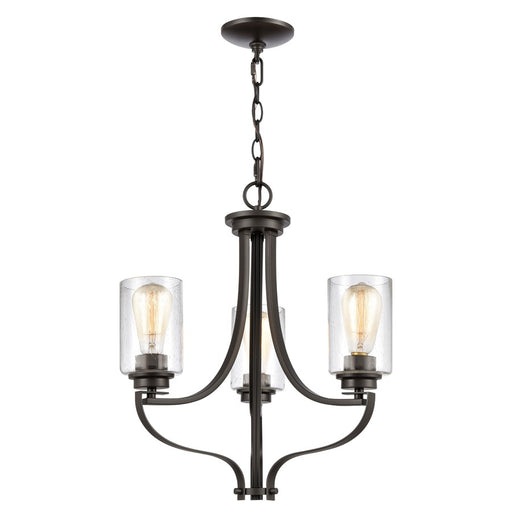 Atlas Lighting Market Square 19'' Wide 3Lt Chandelier, Bronze/Clear