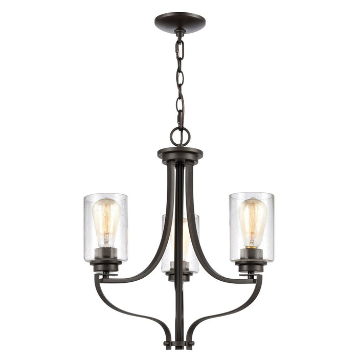 Atlas Lighting Market Square 19'' Wide 3Lt Chandelier, Bronze/Clear