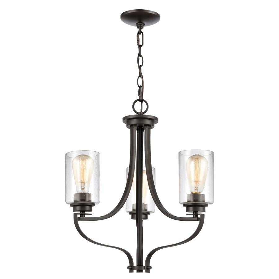 Atlas Lighting Market Square 19'' Wide 3Lt Chandelier, Bronze/Clear