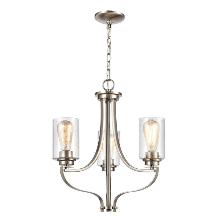 Atlas Lighting Market Square 19'' Wide 3Lt Chandelier, Nickel/Clear