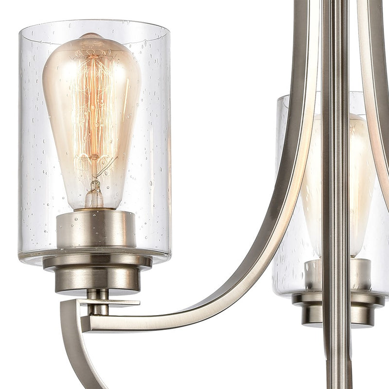 Atlas Lighting Market Square 19in 3-Light Chandelier | Transitional Brushed Nickel and Clear Seeded Glass | Dining Room & Kitchen | Model CL11236-NK