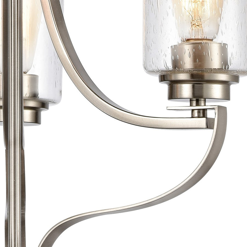 Atlas Lighting Market Square 19in 3-Light Chandelier | Transitional Brushed Nickel and Clear Seeded Glass | Dining Room & Kitchen | Model CL11236-NK