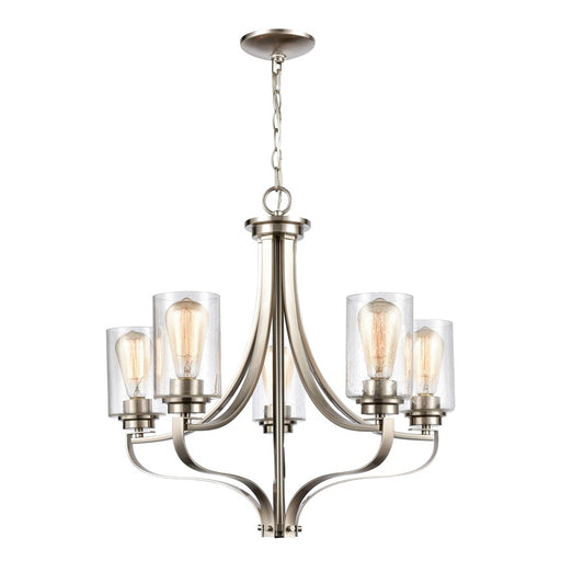 Atlas Lighting Market Square 24'' Wide 5Lt Chandelier, Nickel/Clear