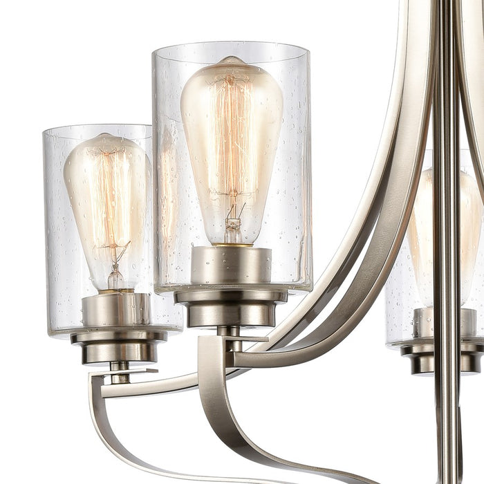 Atlas Lighting Market Square 24'' Wide 5Lt Chandelier, Nickel/Clear