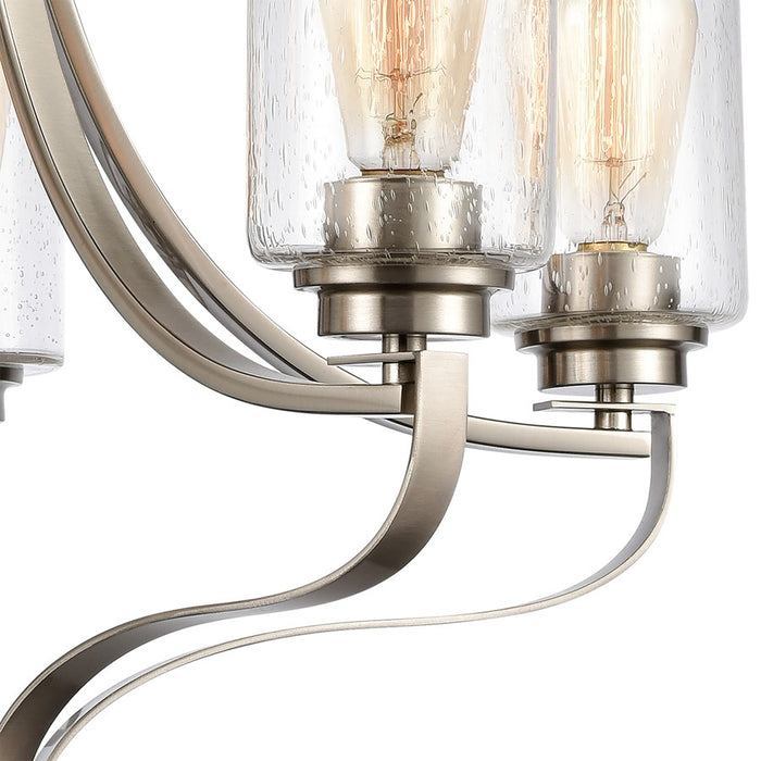 Atlas Lighting Market Square 24'' Wide 5Lt Chandelier, Nickel/Clear