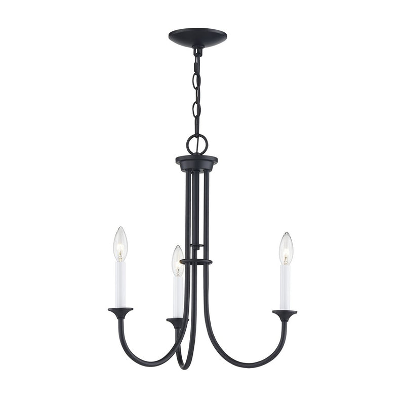 Atlas Lighting Meadowview 18in 3-Light Chandelier | Traditional Matte Black Metal | Dining Room & Kitchen Island | Model CL11241-BK