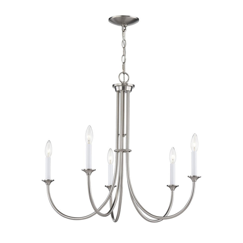 Atlas Lighting Meadowview 28in 5-Light Chandelier | Traditional Brushed Nickel Metal | Dining Room & Living Room | Model CL11242-NK