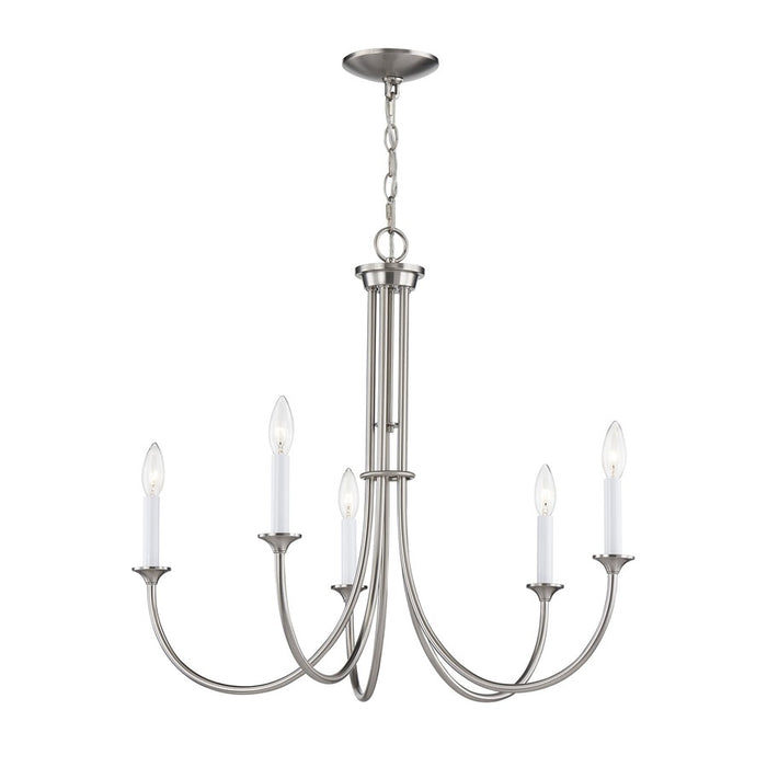 Atlas Lighting Meadowview 28'' Wide 5Lt Chandelier, Brushed Nickel