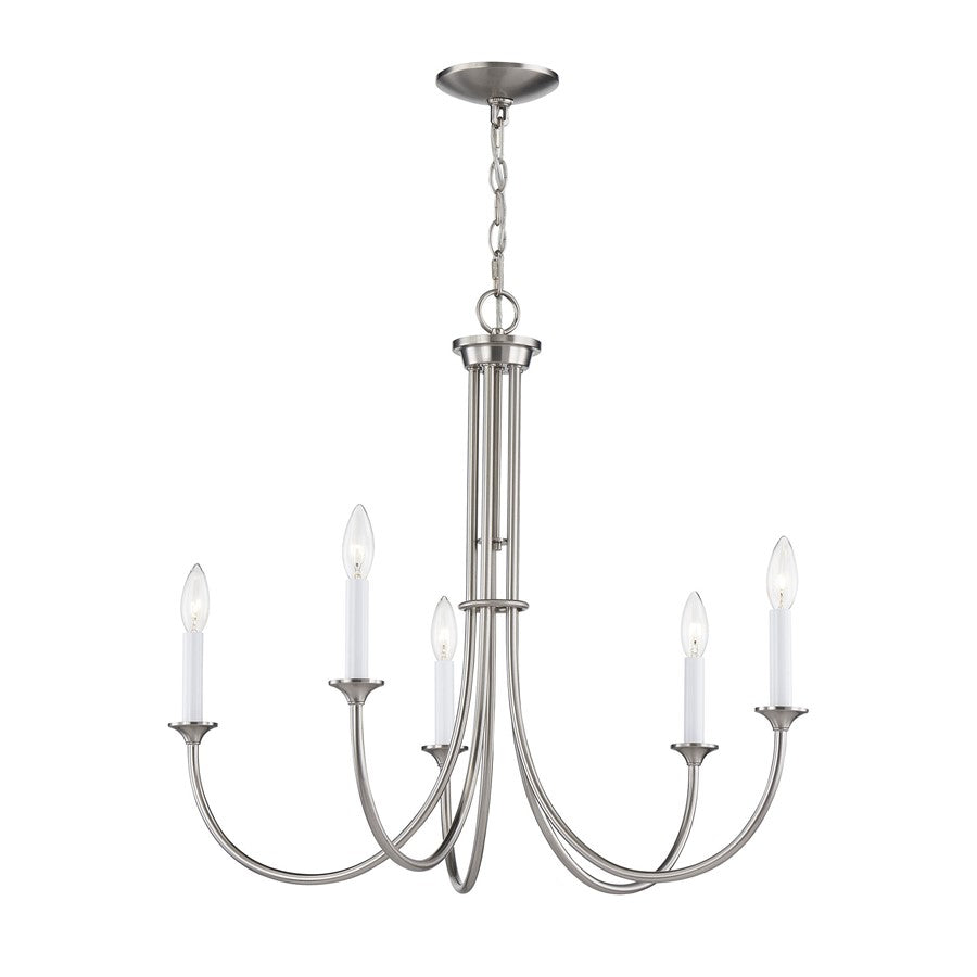 Atlas Lighting Meadowview 28'' Wide 5Lt Chandelier, Brushed Nickel