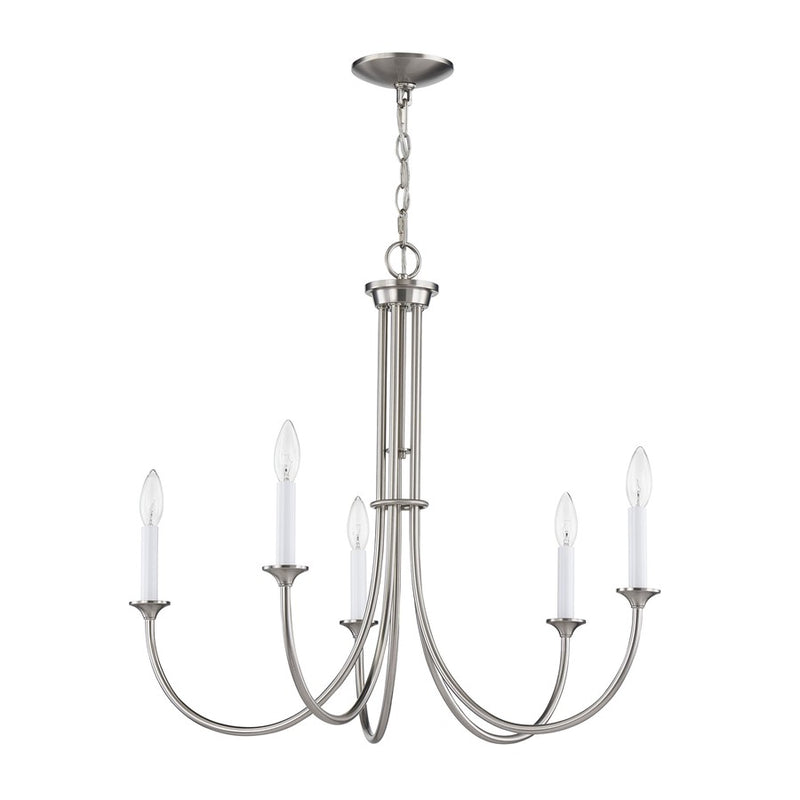 Atlas Lighting Meadowview 28in 5-Light Chandelier | Traditional Brushed Nickel Metal | Dining Room & Living Room | Model CL11242-NK