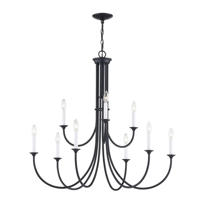 Atlas Lighting Meadowview 36'' Wide 9Lt Chandelier, Matte Black